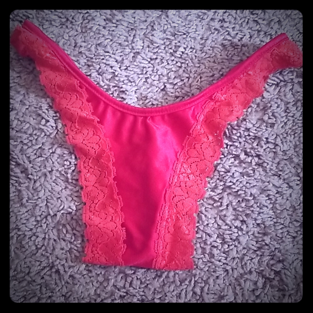 Red lacey stripper thong